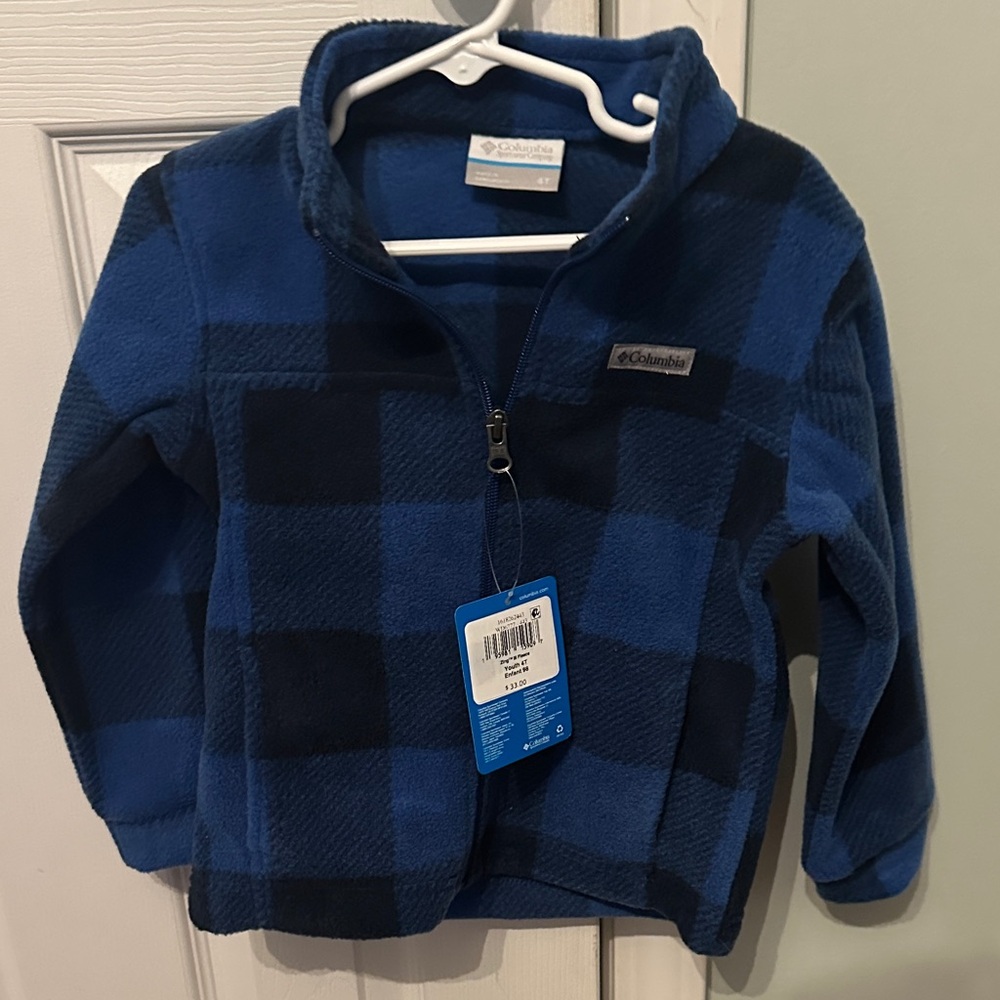 Columbia Blue and Black Checkered Fleece Jacket